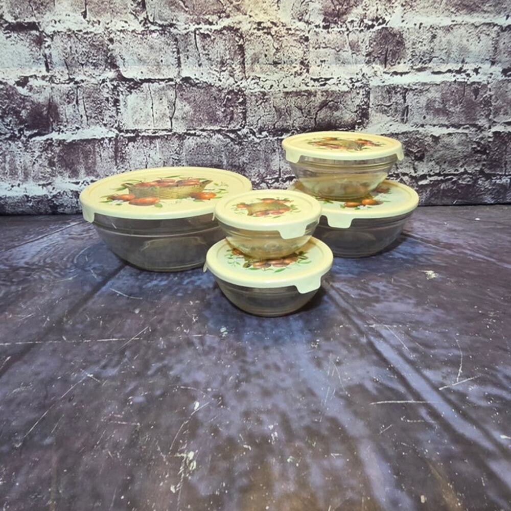 Vintage Imperial Glass Fruit Basket Themed Nesting Set of 5